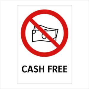Förbudsskylt "Cash free"